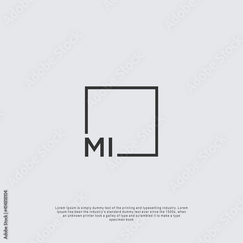 Letter MI Logo design with square frame line business consulting concept