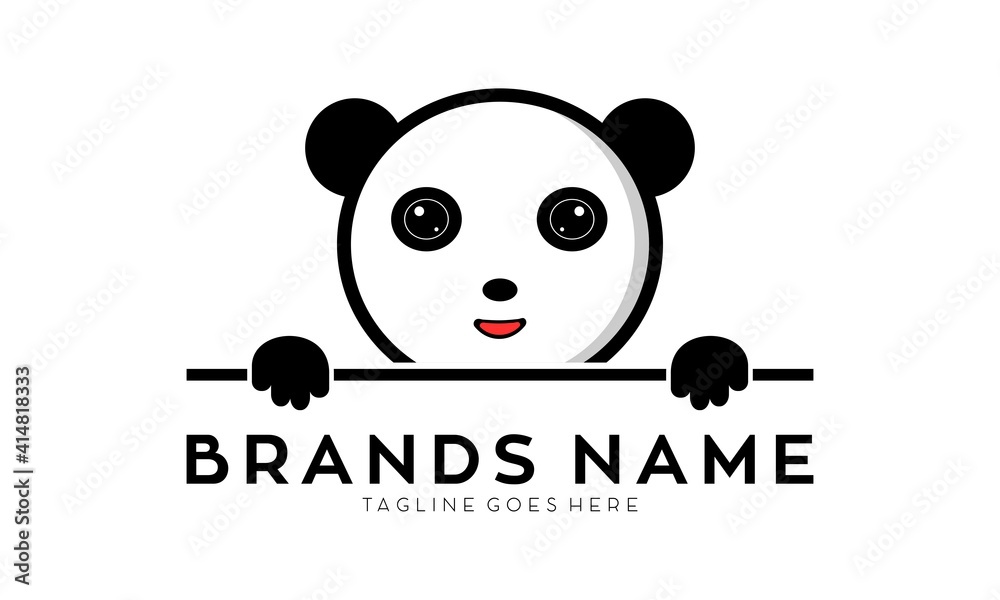 Naklejka premium Cute smiling panda vector logo