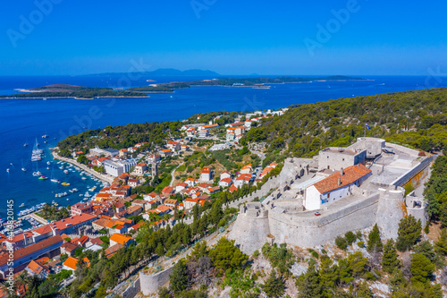 Aerial view of Spanjola fortress in Hvar, Croatia