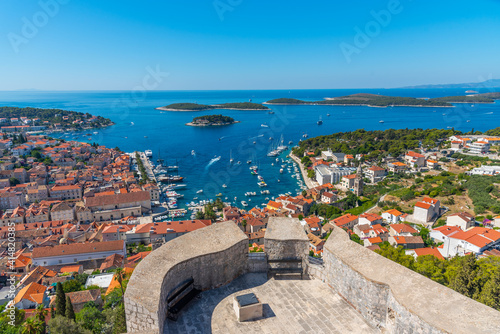 Aerial view of Hvar and Pakleni islands in Croatia