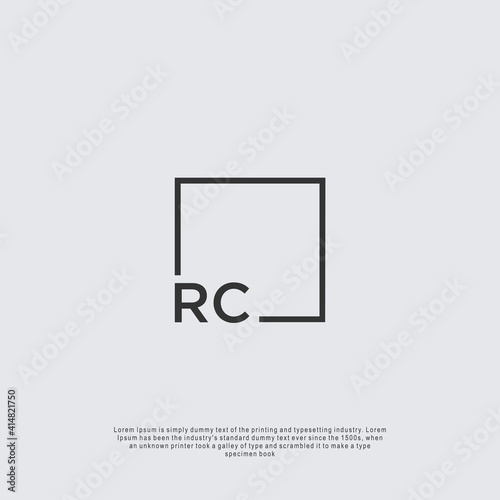Letter RC Logo design with square frame line business consulting concept