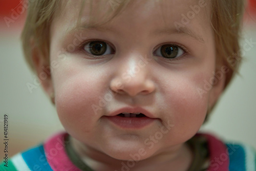 Closeup portrait of the one year old baby