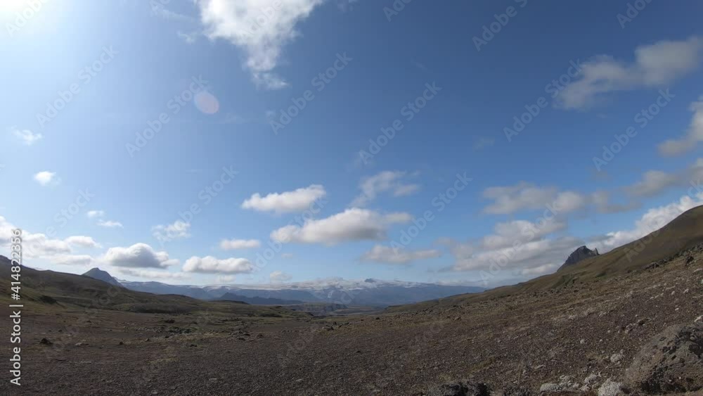 Timelapse of Volcanic landscape and clouds on blue sky. Laugavegur trek, Iceland Timelapse of Volcanic landscape and clouds on blue sky. Laugavegur trek, Iceland