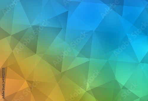 Light Blue  Yellow vector gradient triangles template.