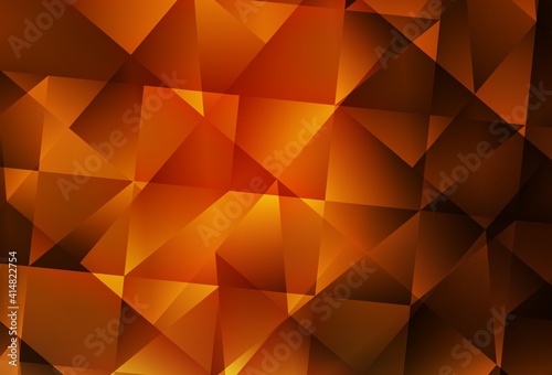 Dark Orange vector shining triangular backdrop.