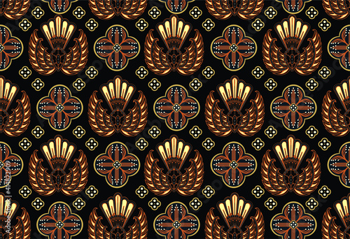 Indonesian batik motif, Batik is a technique of wax-resist dyeing applied to whole cloth, or cloth made using this technique originated from Indonesia. EPS 10 
