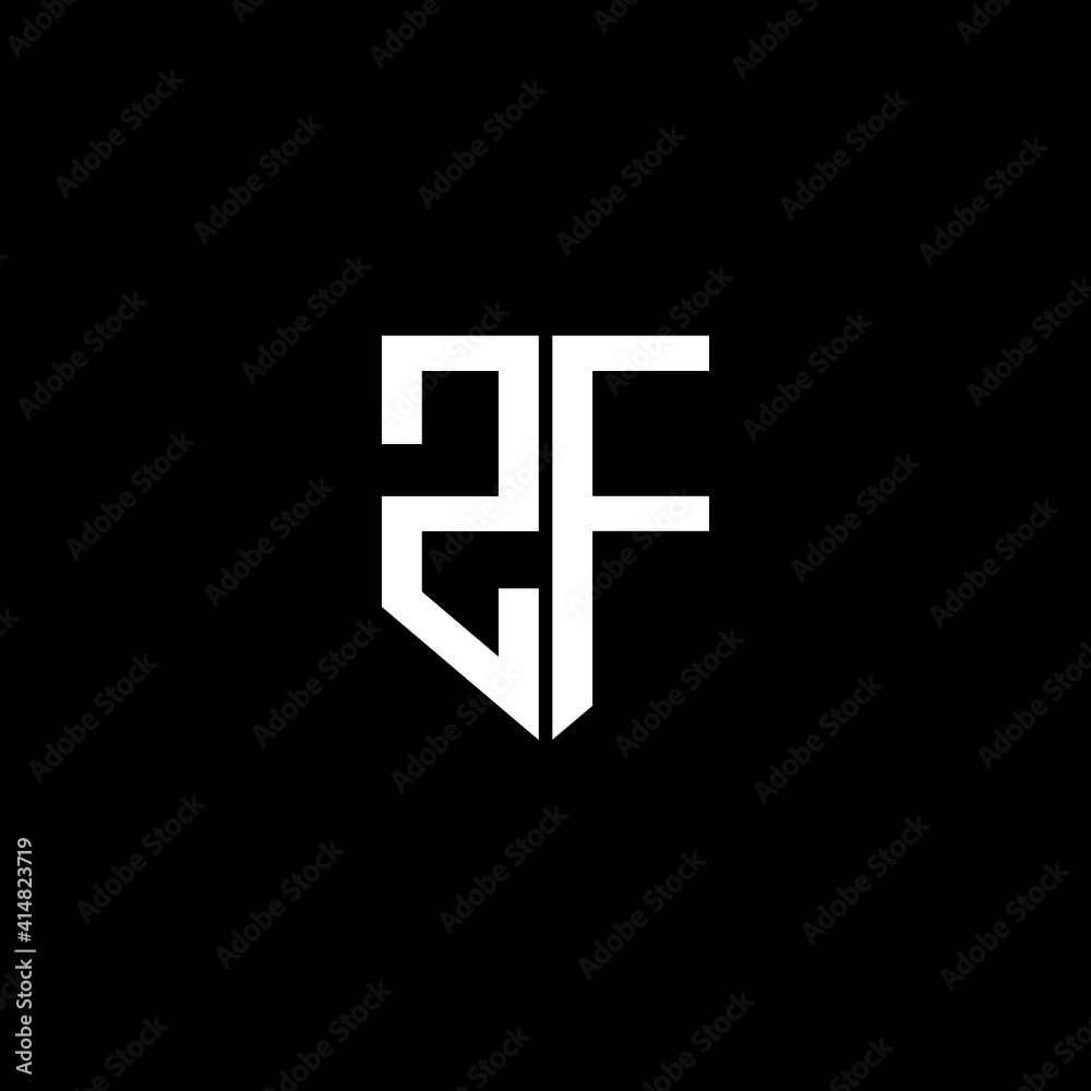 ZF letter logo design with black background in illustrator, vector logo ...