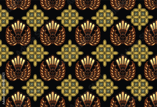 Indonesian batik motif, Batik is a technique of wax-resist dyeing applied to whole cloth, or cloth made using this technique originated from Indonesia. EPS 10
