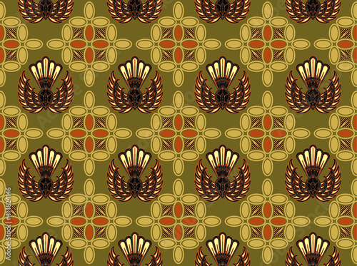 Indonesian batik motif, Batik is a technique of wax-resist dyeing applied to whole cloth, or cloth made using this technique originated from Indonesia. EPS 10
