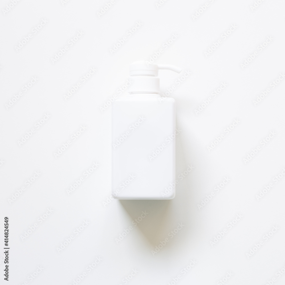 Shampoo bottle on white background. top view Shampoo bottle on white background. top view
