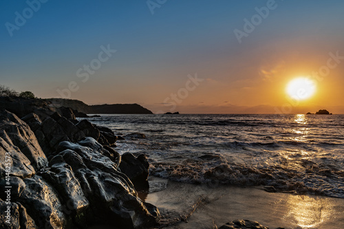 Coast at sunset in Ixtapa Zihuatanejo Mexico