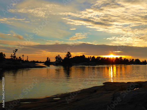 Sunset at Honeymoon Bay on Beausoleil Island Georgian Bay Islands National Park Canada photo