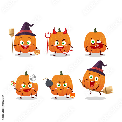 Fototapeta Naklejka Na Ścianę i Meble -  Halloween expression emoticons with cartoon character of new pumpkin