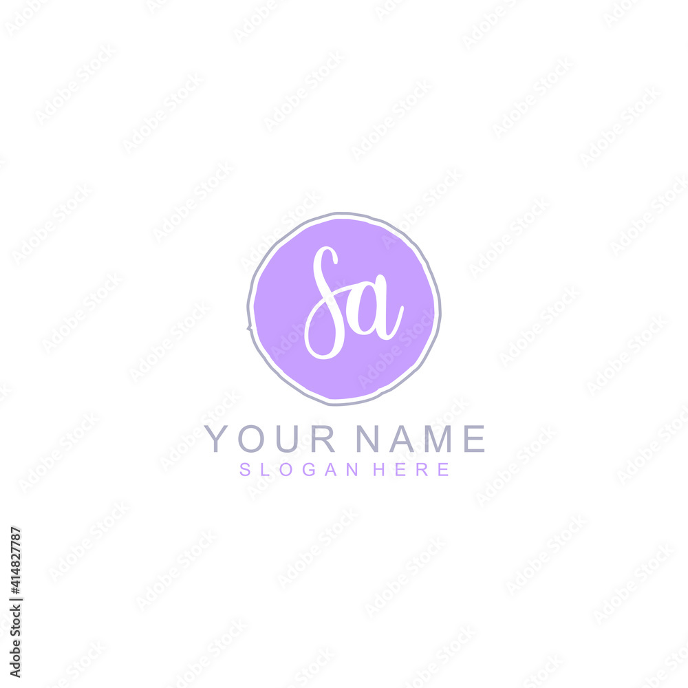 SA Initial handwriting logo template vector