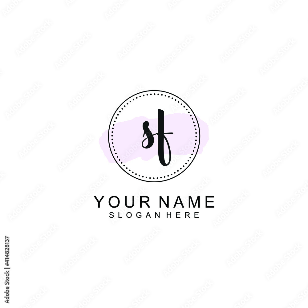 SF Initial handwriting logo template vector SF Initial handwriting logo template vector