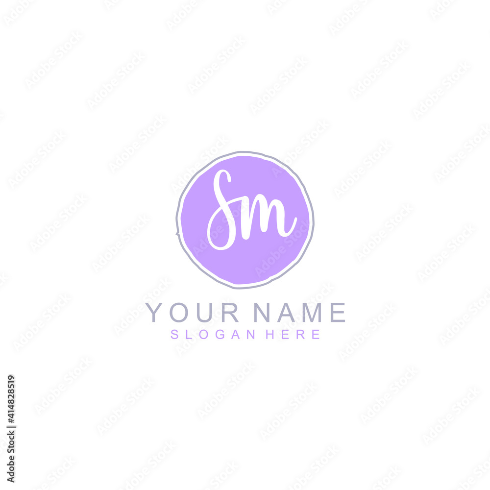 SM Initial handwriting logo template vector SM Initial handwriting logo template vector