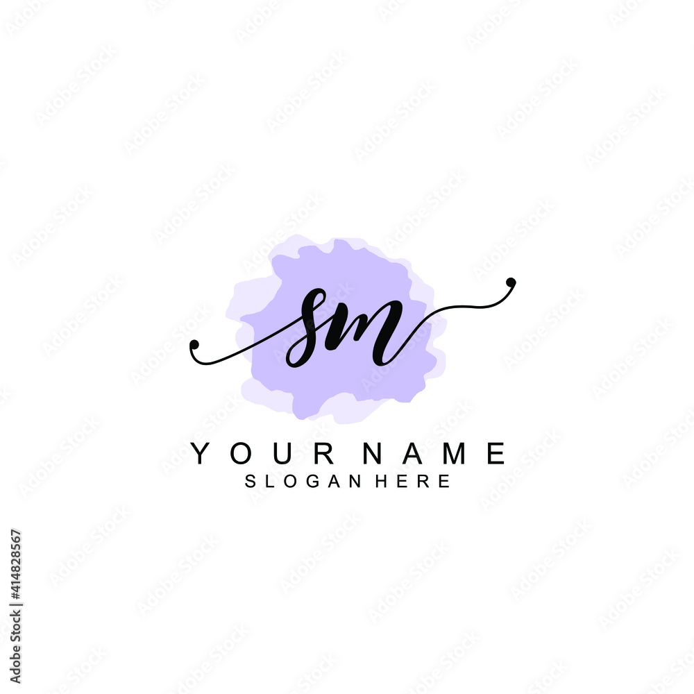 SM Initial handwriting logo template vector SM Initial handwriting logo template vector