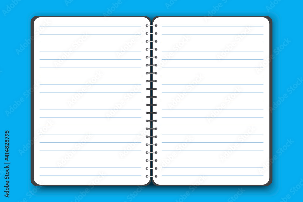 Sketch open notepad blue background. Notebook paper. Vector drawing. Stock image. EPS 10. Sketch open notepad blue background. Notebook paper. Vector drawing. Stock image. EPS 10.