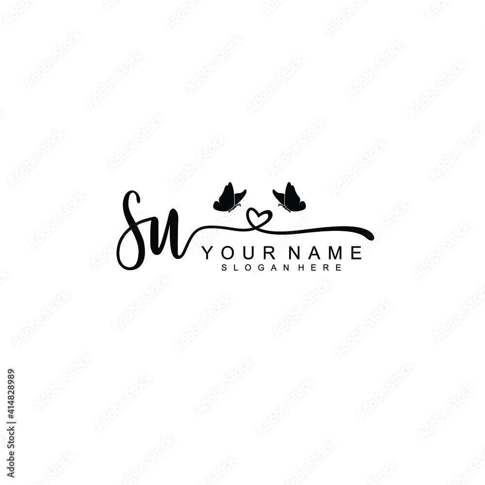 SU Initial handwriting logo template vector SU Initial handwriting logo template vector