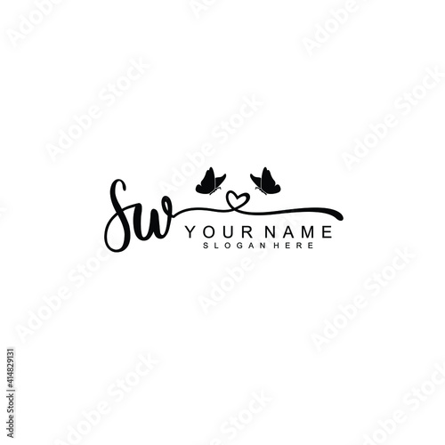 SW Initial handwriting logo template vector