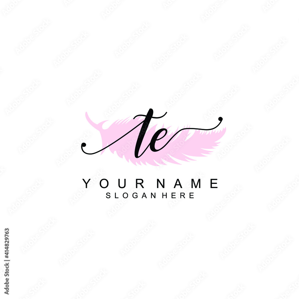 TE Initial handwriting logo template vector TE Initial handwriting logo template vector