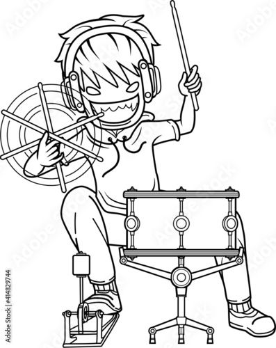 drummer play snare drum professional cartoon vector