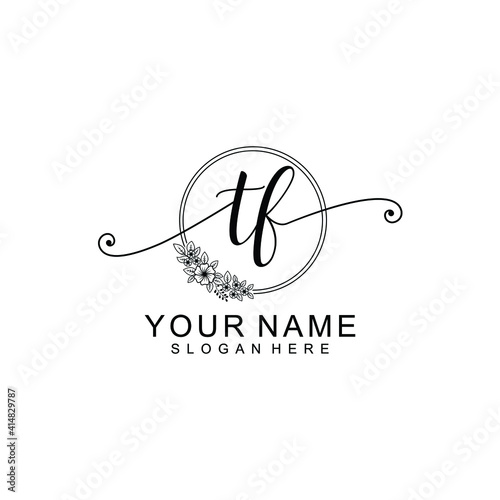 TF Initial handwriting logo template vector