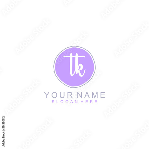 TK Initial handwriting logo template vector