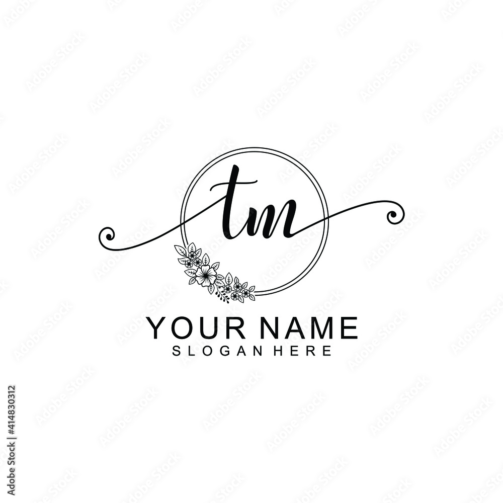 TM Initial handwriting logo template vector TM Initial handwriting logo template vector