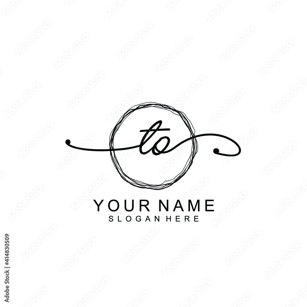 TO Initial handwriting logo template vector TO Initial handwriting logo template vector