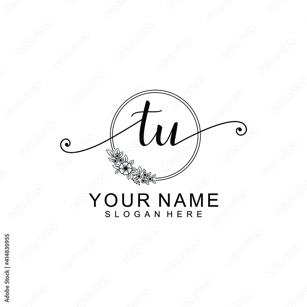 TU Initial handwriting logo template vector TU Initial handwriting logo template vector