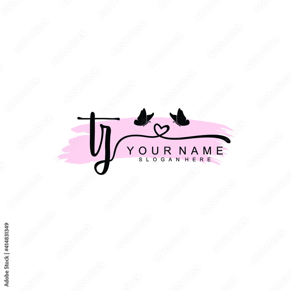 TZ Initial handwriting logo template vector TZ Initial handwriting logo template vector