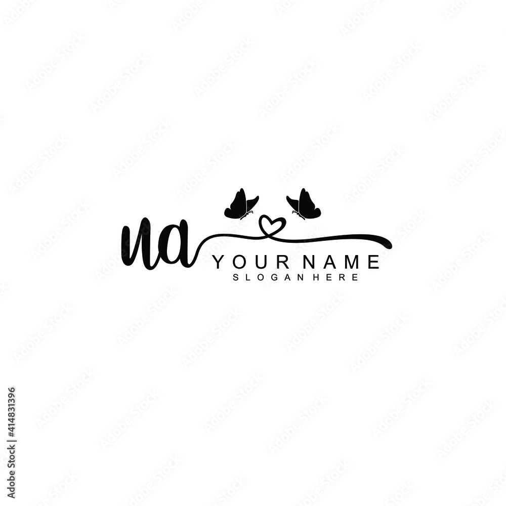 UA Initial handwriting logo template vector