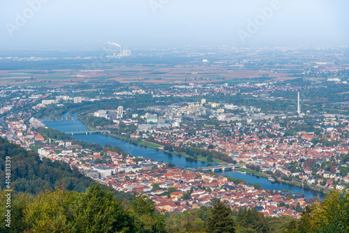 Panorama of Heidelberg from Königstuhl hill in Germany photo