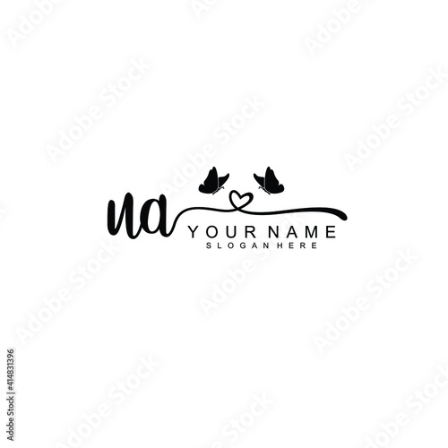 UA Initial handwriting logo template vector