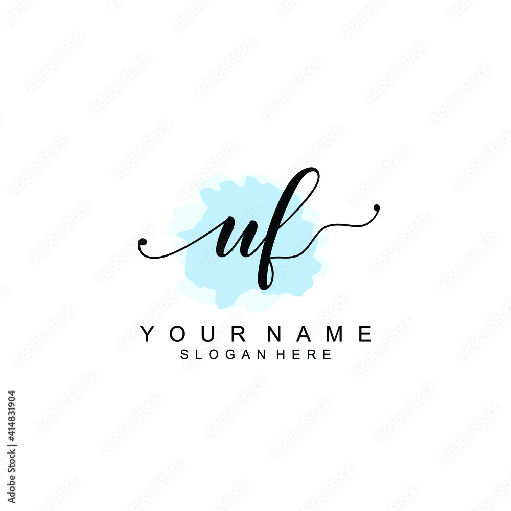 UF Initial handwriting logo template vector UF Initial handwriting logo template vector