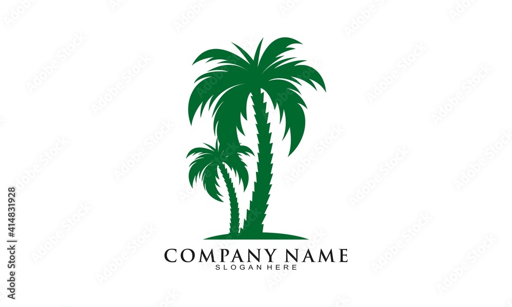 Coconut tree in nature vector logo