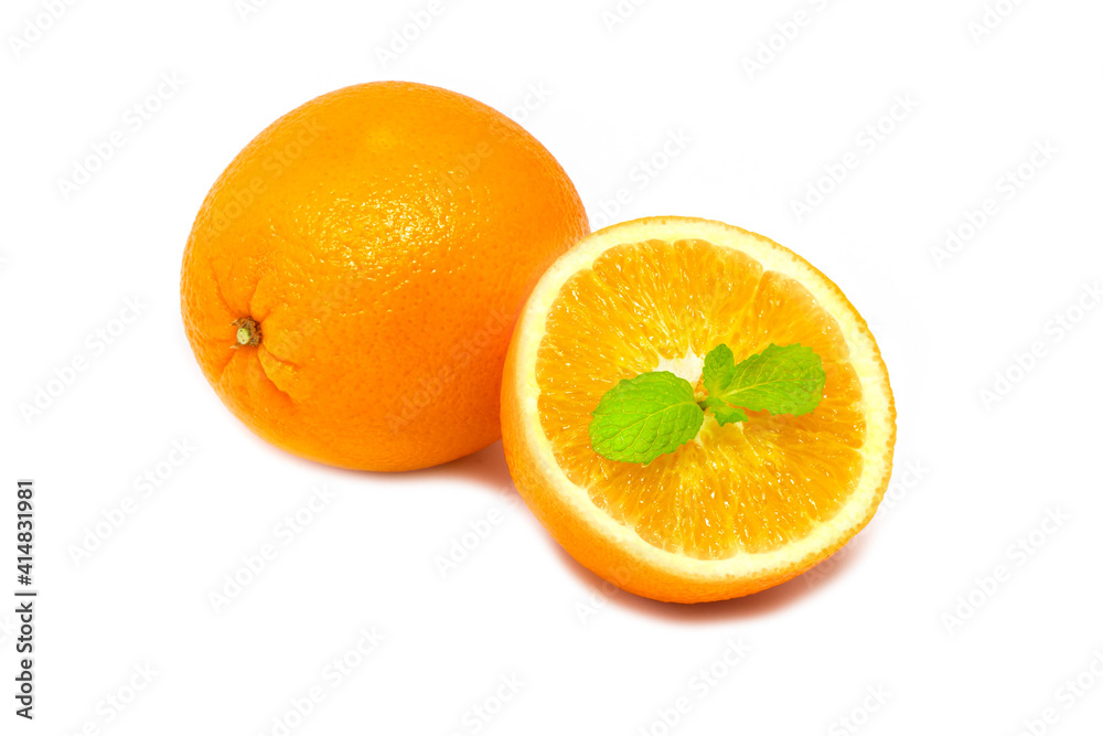 Sliced fresh oranges isolated on white background Sliced fresh oranges isolated on white background