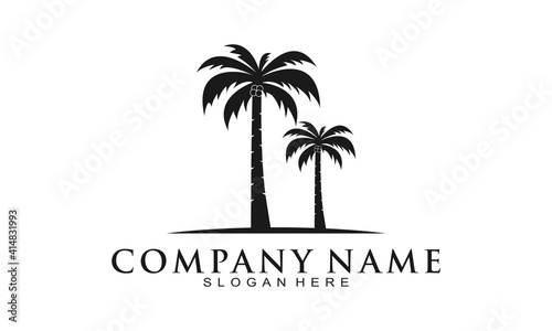Natural palm tree illustration vector logo