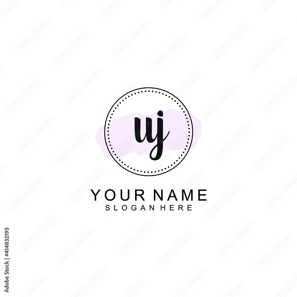UJ Initial handwriting logo template vector UJ Initial handwriting logo template vector