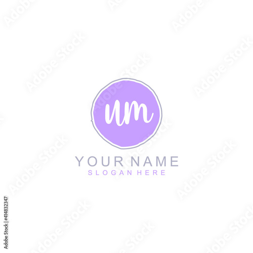 UM Initial handwriting logo template vector