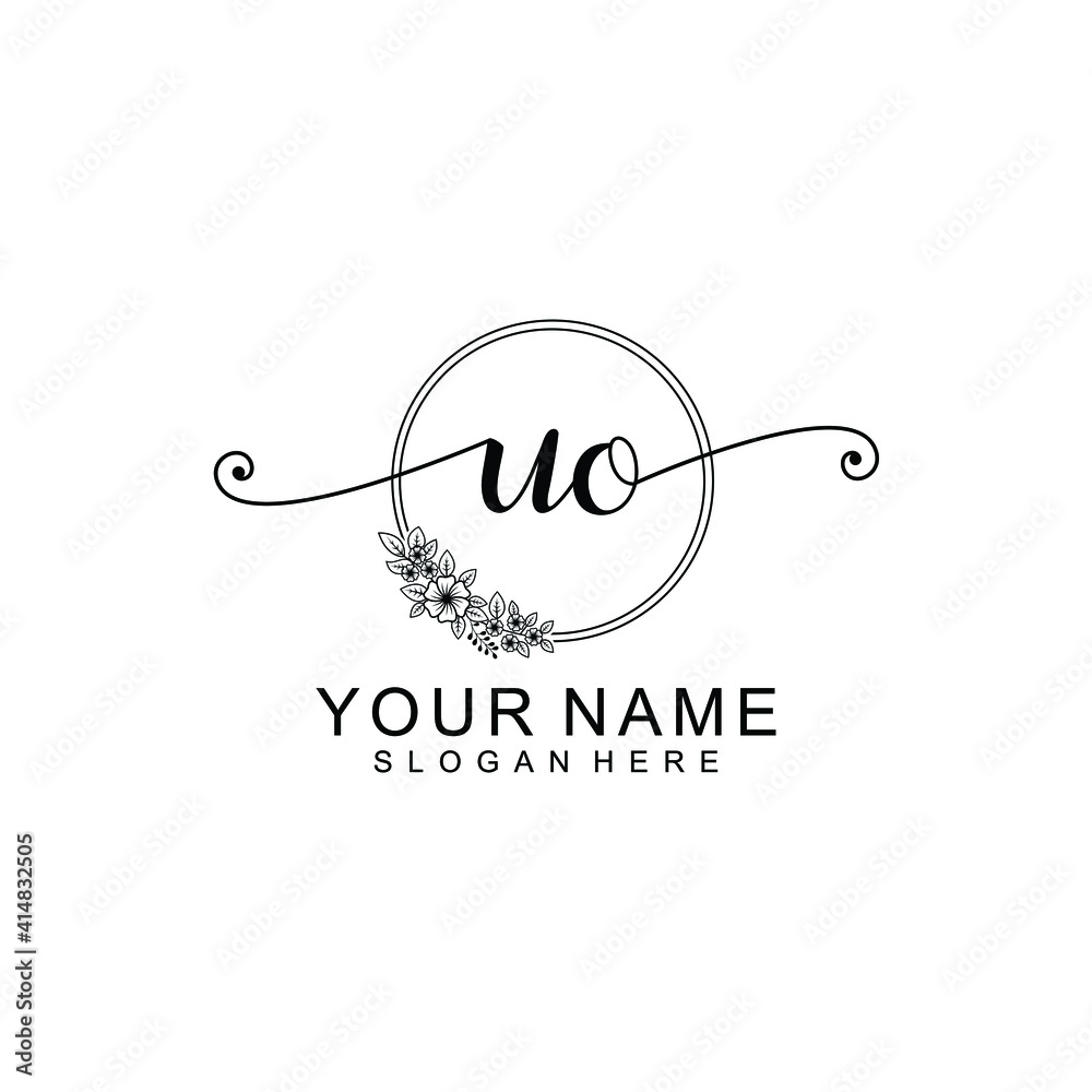 UO Initial handwriting logo template vector UO Initial handwriting logo template vector
