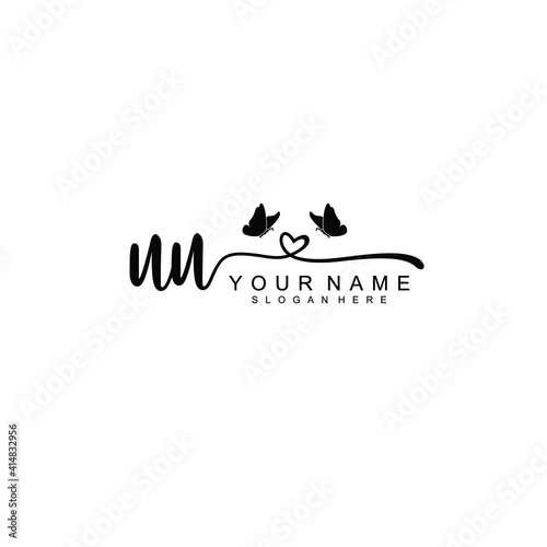 UU Initial handwriting logo template vector