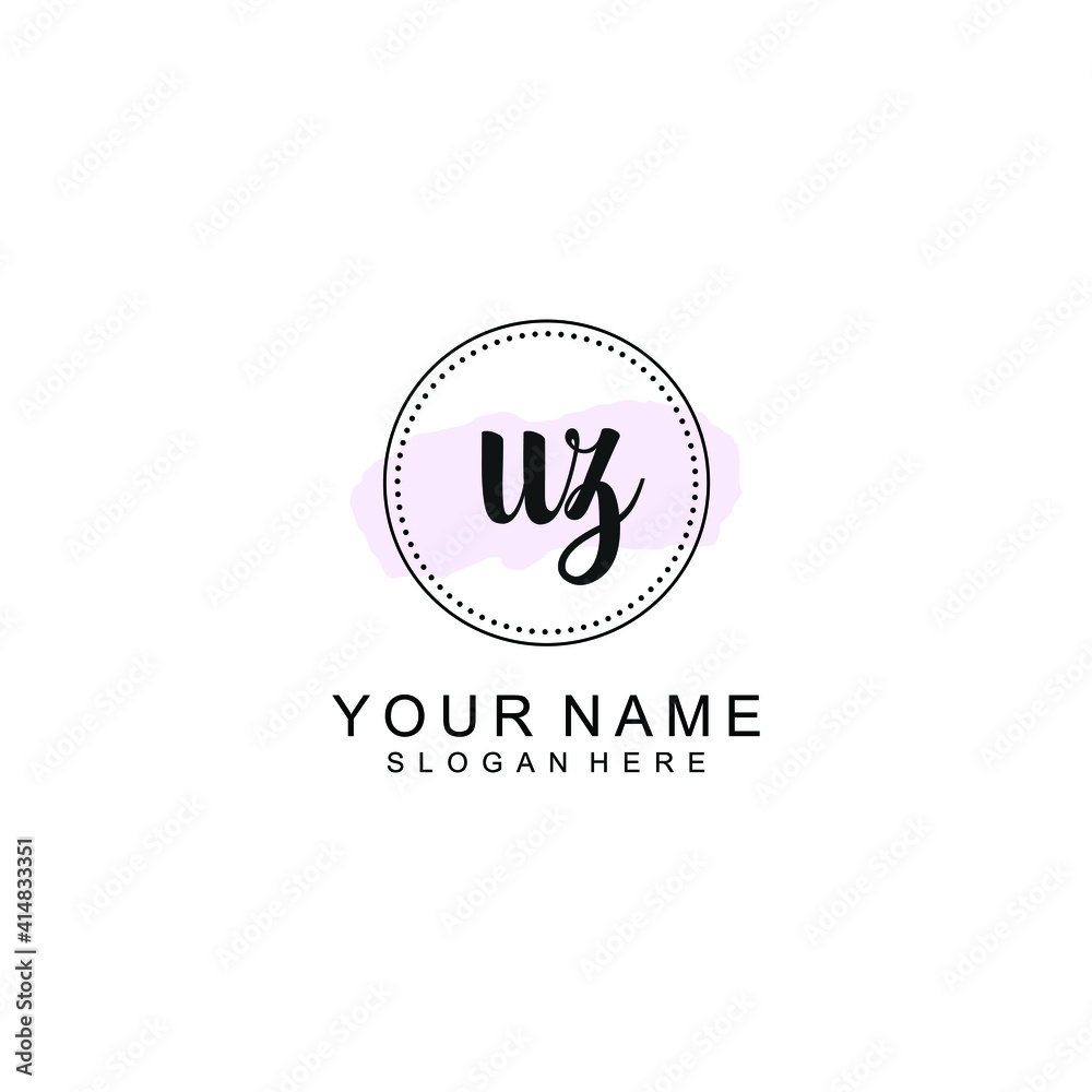 UZ Initial handwriting logo template vector