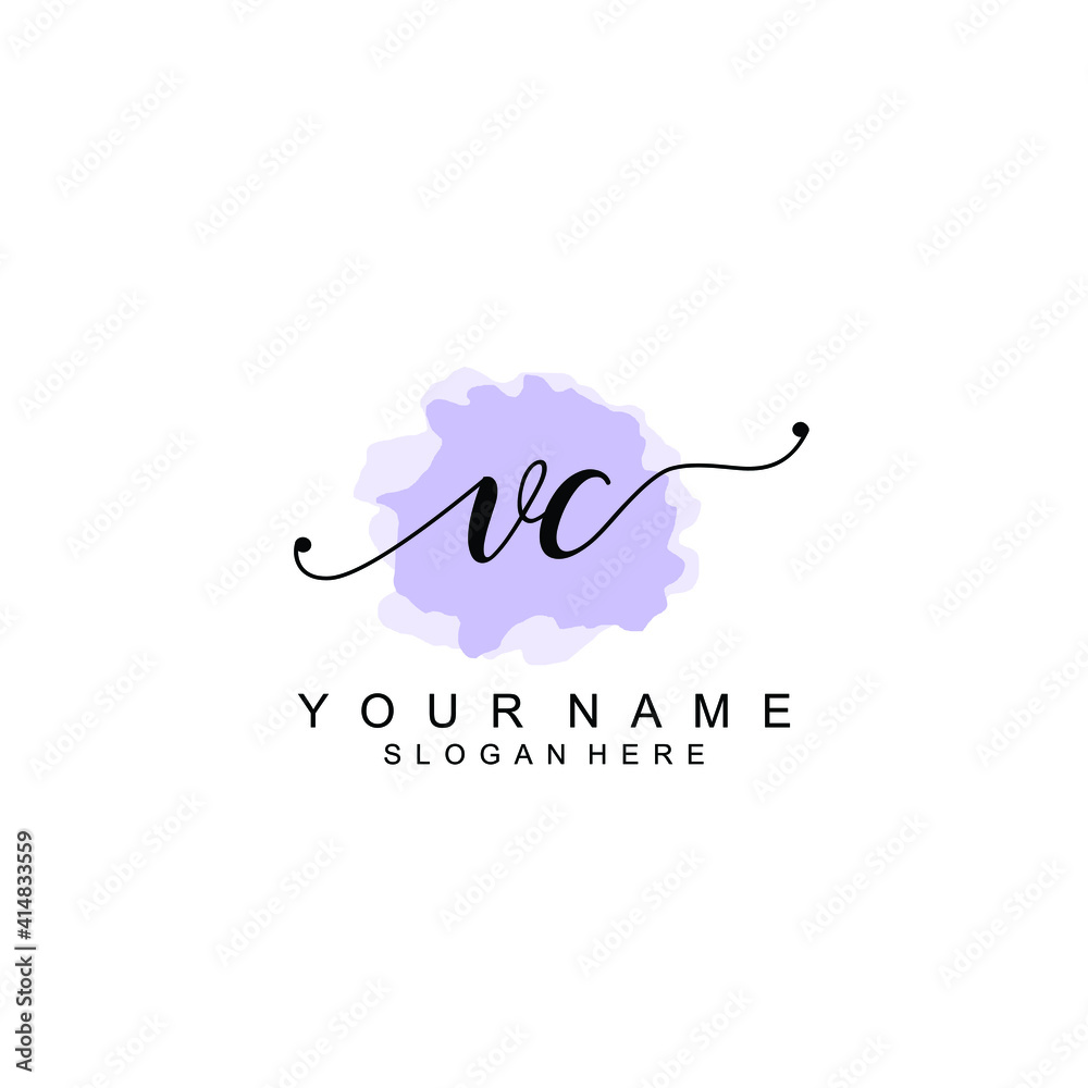 VC Initial handwriting logo template vector VC Initial handwriting logo template vector