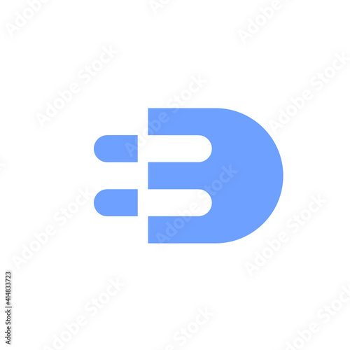  logo or letter D and B rocket of vector image sign simple blue 