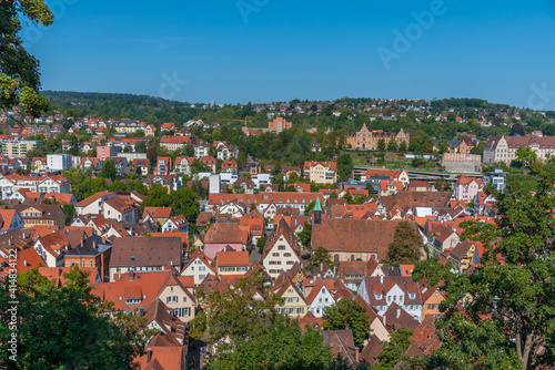 Aerial view of the old town of Tubingen, Germany photo