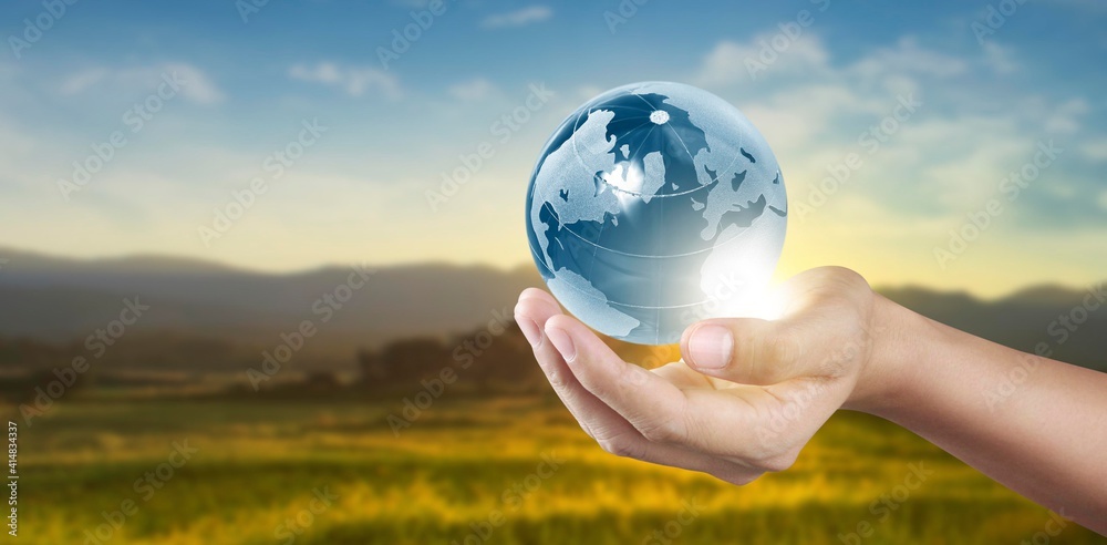 Globe in hand, Earth energy saving concept, image furnished by NASA Globe in hand, Earth energy saving concept, image furnished by NASA