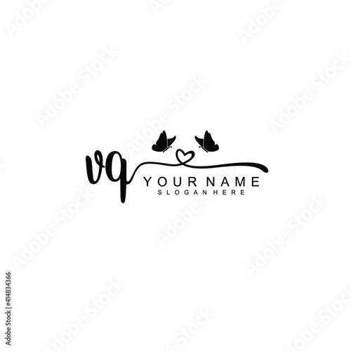 VQ Initial handwriting logo template vector