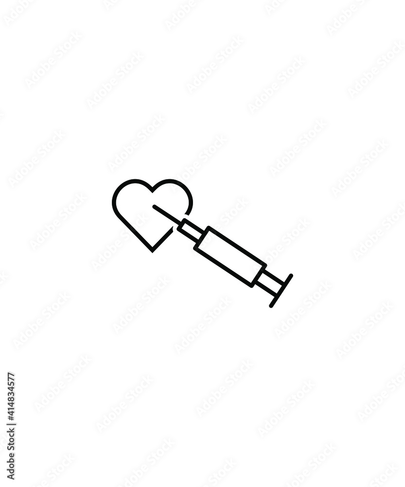 heart with injection icon,vector best line icon. heart with injection icon,vector best line icon.